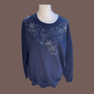 Morning Sun Winter Sweater | Navy Blue | Size L | Vintage